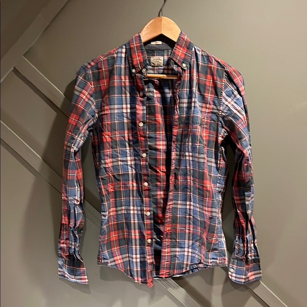 J. Crew Red and Blue Plaid Button-Up Shirt